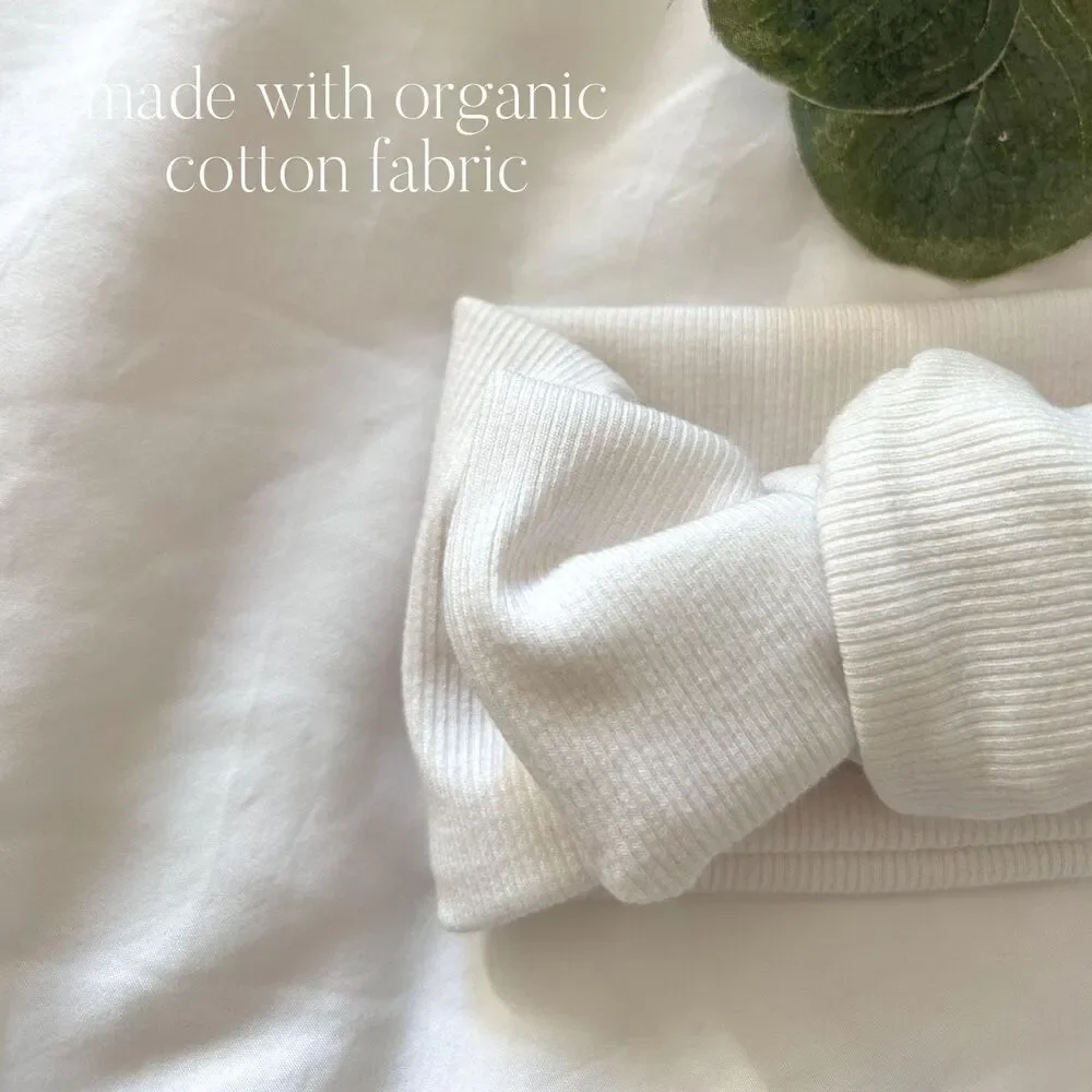 Minimalist Organic Cotton Ribbed Baby Bow | Neutral Top Knot Headband
